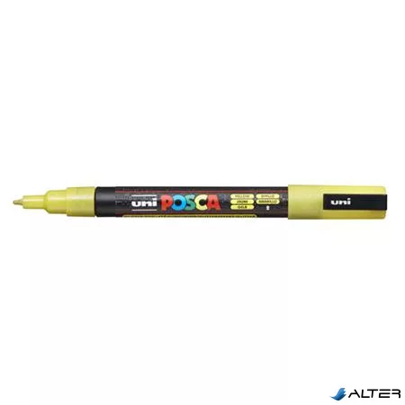 Dekormarker, 0,9-1,3 mm, UNI "Posca PC-3ML", fényes sárga