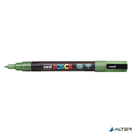 Dekormarker, 0,9-1,3 mm, UNI "Posca PC-3ML", fényes zöld