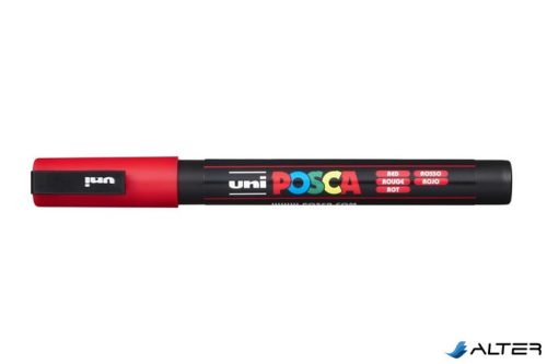 Dekormarker, 0,9-1,3 mm, UNI "Posca PC-3M", piros