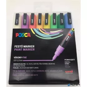   Dekormarker készlet, 0,9-1,3 mm, UNI "Posca PC-3M", 8 különböző pasztell szín
