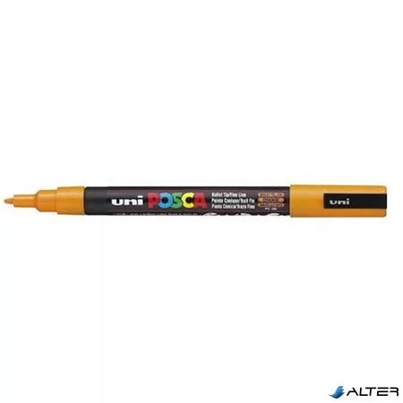 Dekormarker, 0,9-1,3 mm, UNI "Posca PC-3M", ragyogó sárga