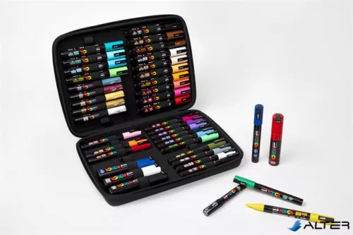 Dekormarker készlet, táskában, UNI "Posca", 40 darabos