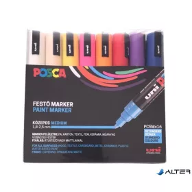   Dekormarker készlet, 1,8-2,5 mm, UNI "Posca PC-5M", 16 különböző szín