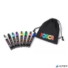 Dekormarker készlet, 1,8-2,5 mm, UNI "Posca Pouch PC-5M", 8 különböző szín, tartóval