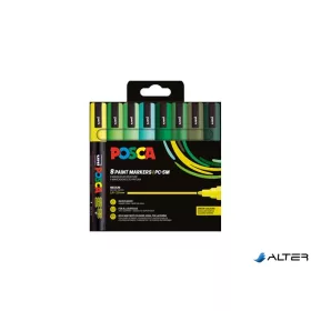   Dekormarker készlet, 1,8-2,5 mm, UNI "Posca PC-5M", 8 különböző zöld szín