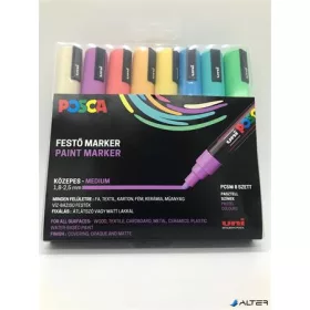   Dekormarker készlet, 1,8-2,5 mm, UNI "Posca PC-5M", 8 különböző pasztell szín