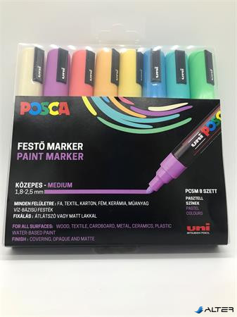 Dekormarker készlet, 1,8-2,5 mm, UNI "Posca PC-5M", 8 különböző pasztell szín