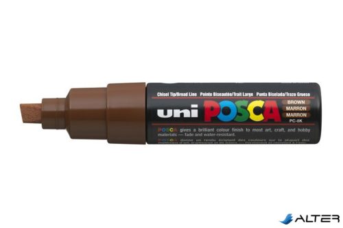 Dekormarker, 8 mm, vágott, UNI "Posca PC-8K", barna