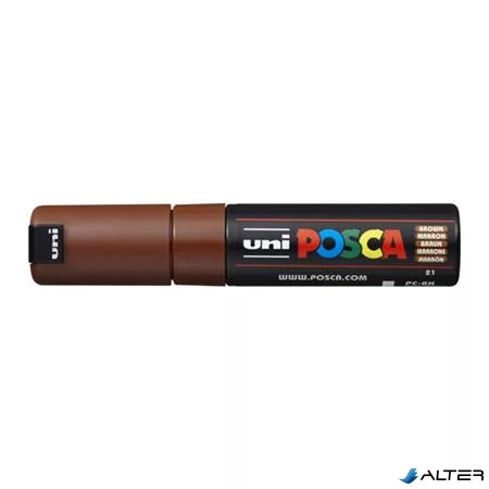 Dekormarker, 8 mm, vágott, UNI "Posca PC-8K", barna