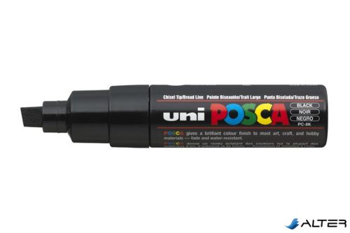 Dekormarker, 8 mm, vágott, UNI 'Posca PC-8K', fekete
