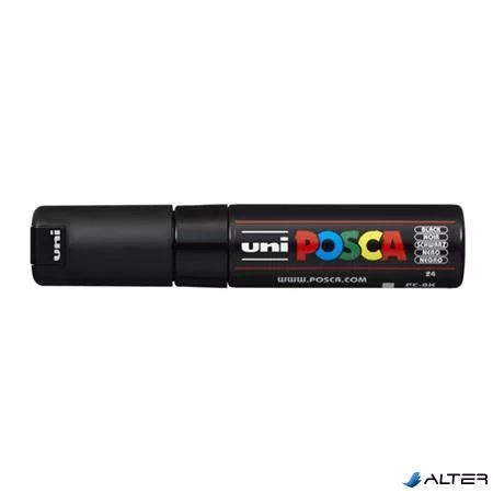 Dekormarker, 8 mm, vágott, UNI "Posca PC-8K", fekete