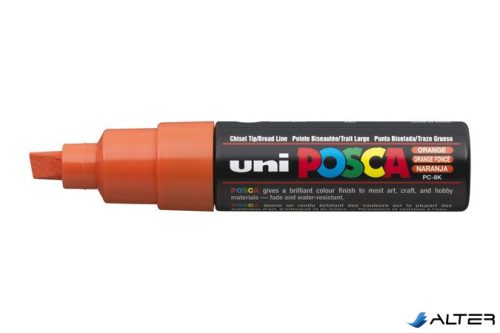 Dekormarker, 8 mm, vágott, UNI "Posca PC-8K", narancssárga