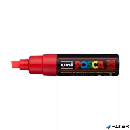 Dekormarker, 8 mm, vágott, UNI "Posca PC-8K", piros
