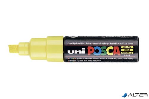 Dekormarker, 8 mm, vágott, UNI "Posca PC-8K", sárga