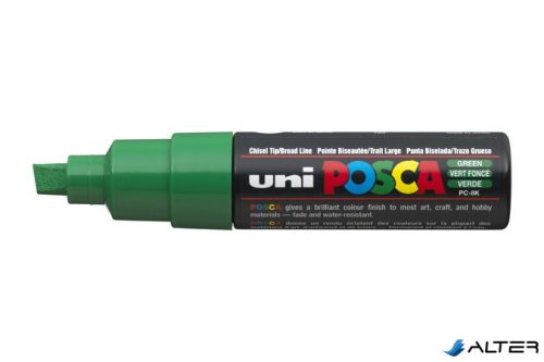 Dekormarker, 8 mm, vágott, UNI "Posca PC-8K", zöld