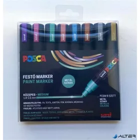   Dekormarker készlet, 1,8-2,5 mm, UNI 'Posca PC-5M', 8 különböző metál szín