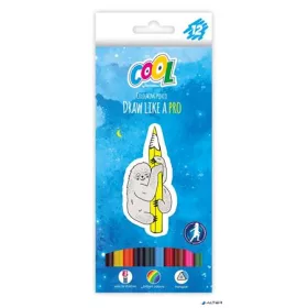   Színes ceruza készlet, háromszögletű, COOL BY VICTORIA, 12 különböző szín
