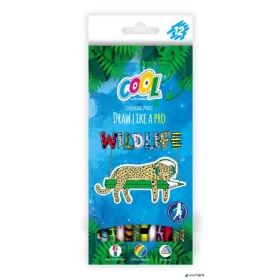   Színes ceruza készlet, háromszögletű, COOL BY VICTORIA "Wildlife", 12 különböző szín