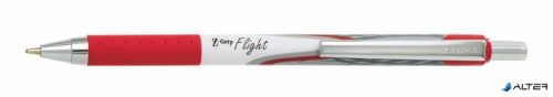 Golyóstoll, 0,34 mm, nyomógombos, ZEBRA "Z-Grip Flight", piros