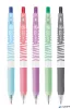 Zseléstoll készlet, 0,33 mm, nyomógombos, csíkos test, ZEBRA "Sarasa Clip Pastel", 5 különböző pasztell szín