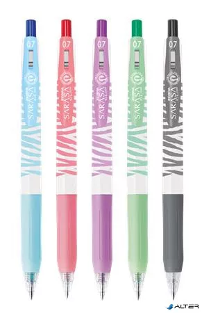 Zseléstoll készlet, 0,33 mm, nyomógombos, csíkos test, ZEBRA "Sarasa Clip Pastel", 5 különböző pasztell szín