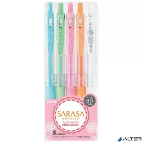   Zseléstoll készlet, 0,33 mm, nyomógombos, ZEBRA "Sarasa Clip Milk", 5 vegyes pasztell szín