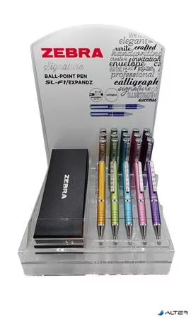 Golyóstoll display, 0,24 mm, teleszkópos, ZEBRA "SL-F1", kék, világos színek