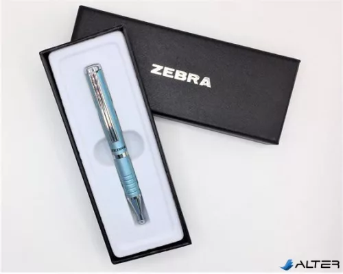 Golyóstoll, 0,24 mm, teleszkópos, metál világoskék tolltest, ZEBRA "SL-F1", kék
