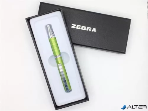 Golyóstoll, 0,24 mm, teleszkópos, tea zöld színű tolltest, ZEBRA "SL-F1", kék