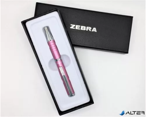 Golyóstoll, 0,24 mm, teleszkópos, metálpink tolltest, ZEBRA "SL-F1", kék