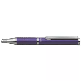   Golyóstoll, 0,24 mm, teleszkópos, metállila tolltest, ZEBRA "SL-F1", kék