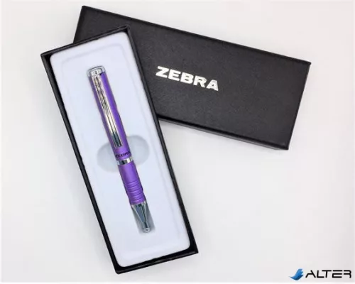 Golyóstoll, 0,24 mm, teleszkópos, metállila tolltest, ZEBRA "SL-F1", kék