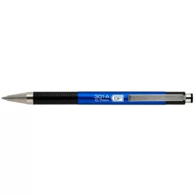   Golyóstoll, 0,24 mm, nyomógombos, kék tolltest, ZEBRA "F-301 A", kék
