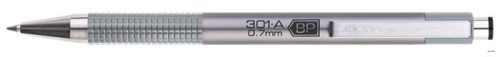 Golyóstoll, 0,24 mm, nyomógombos, ezüst tolltest, ZEBRA 'F-301 A', kék