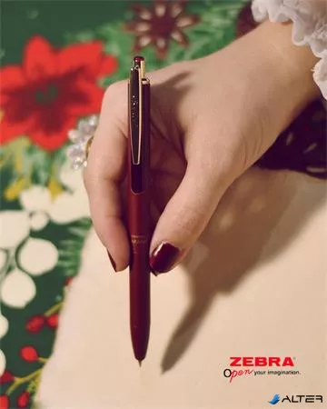 Zseléstoll, 0,33 mm, nyomógombos, borvörös tolltest, ZEBRA "Sarasa Grand", kék