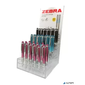  Golyóstoll display, 0,24 mm, teleszkópos, rozsdamentes acél, ZEBRA "Telescopic Metal Stylus", kék