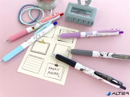 Zseléstoll készlet, 0,33 mm, nyomógombos, ZEBRA "Sarasa Clip Kawai Animal"