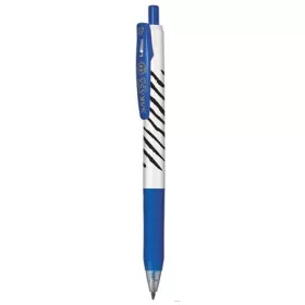   Zseléstoll, 0,33 mm, nyomógombos, csíkos test, ZEBRA "Sarasa Clip", kék