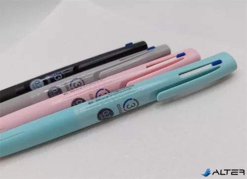 Golyóstoll, 0,24 mm, nyomógombos, háromszínű, ZEBRA  "bLen 3C", rózsaszín test
