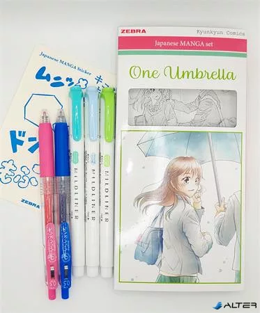 Írószer készlet, ZEBRA "Manga Set, One Umbrella", 5 darabos