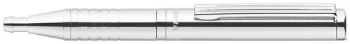 Golyóstoll, 0,24 mm, teleszkópos, ezüst színű tolltest, ZEBRA "SL-F1", kék