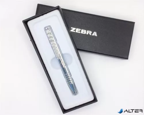 Golyóstoll, 0,24 mm, teleszkópos, ezüst színű tolltest, ZEBRA "SL-F1", kék