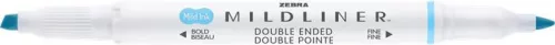 Szövegkiemelő, 1,0/3,5 mm, kétvégű, ZEBRA 'Mildliner Fluorescent', kék