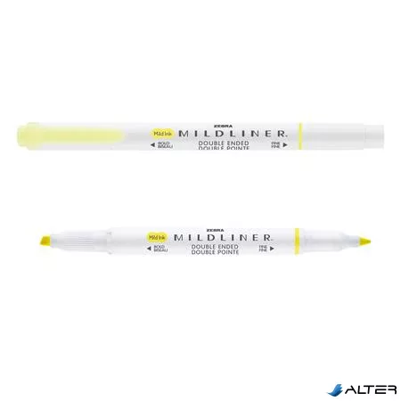 Szövegkiemelő, 1,0/3,5 mm, kétvégű, ZEBRA "Mildliner Fluorescent", sárga