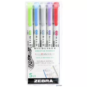   Szövegkiemelő készlet, 1,4/4,0 mm, kétvégű ZEBRA 'Mildliner Cool & Refined' 5 szín