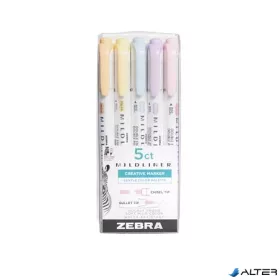   Szövegkiemelő készlet, 1,4/4 mm, kétvégű, ZEBRA 'Mildliner Highlighter Gentle', 5 különböző szín