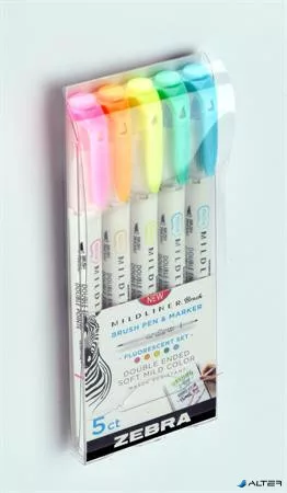 Ecsetirón készlet, kétvégű ZEBRA "Mildliner Fluorescent", 5 szín