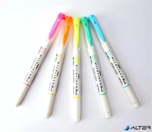 Ecsetirón készlet, kétvégű ZEBRA "Mildliner Fluorescent", 5 szín