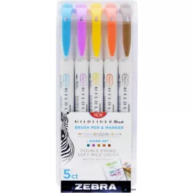   Ecsetirón készlet, kétvégű ZEBRA 'Mildliner Warm', 5 szín