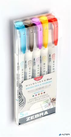 Ecsetirón készlet, kétvégű ZEBRA "Mildliner Warm", 5 szín